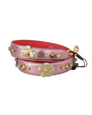 Dolce & Gabbana Women's Metallic Pink Leather Studded Shoulder Strap - One Size