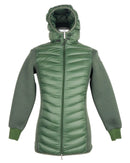 Womens Long Down Jacket with Hood Dark Green M Women