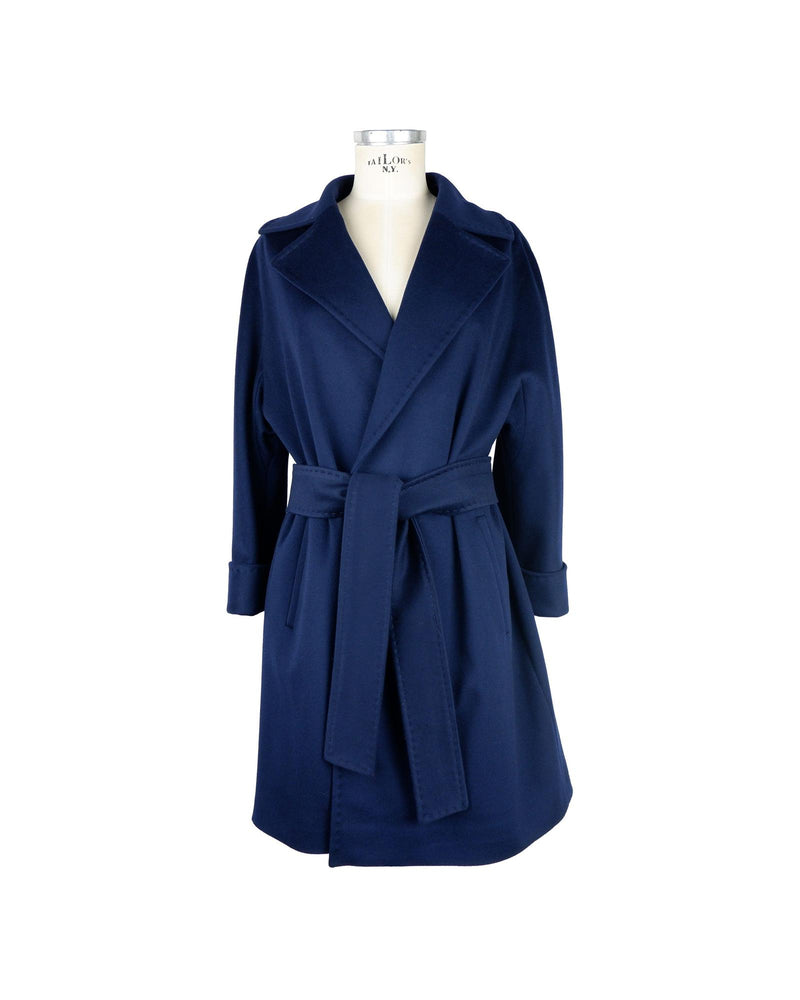 Womens Belted Blue Coat - Made in Italy 42 IT Women