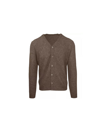 Wool and Cashmere V-Neck Cardigan with Diamond Stitching L Men