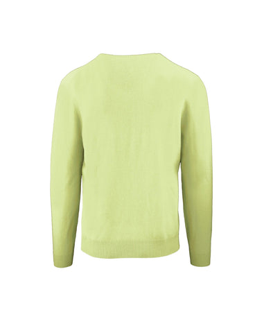 Yellow V-Neck Cashmere Sweatshirt L Men