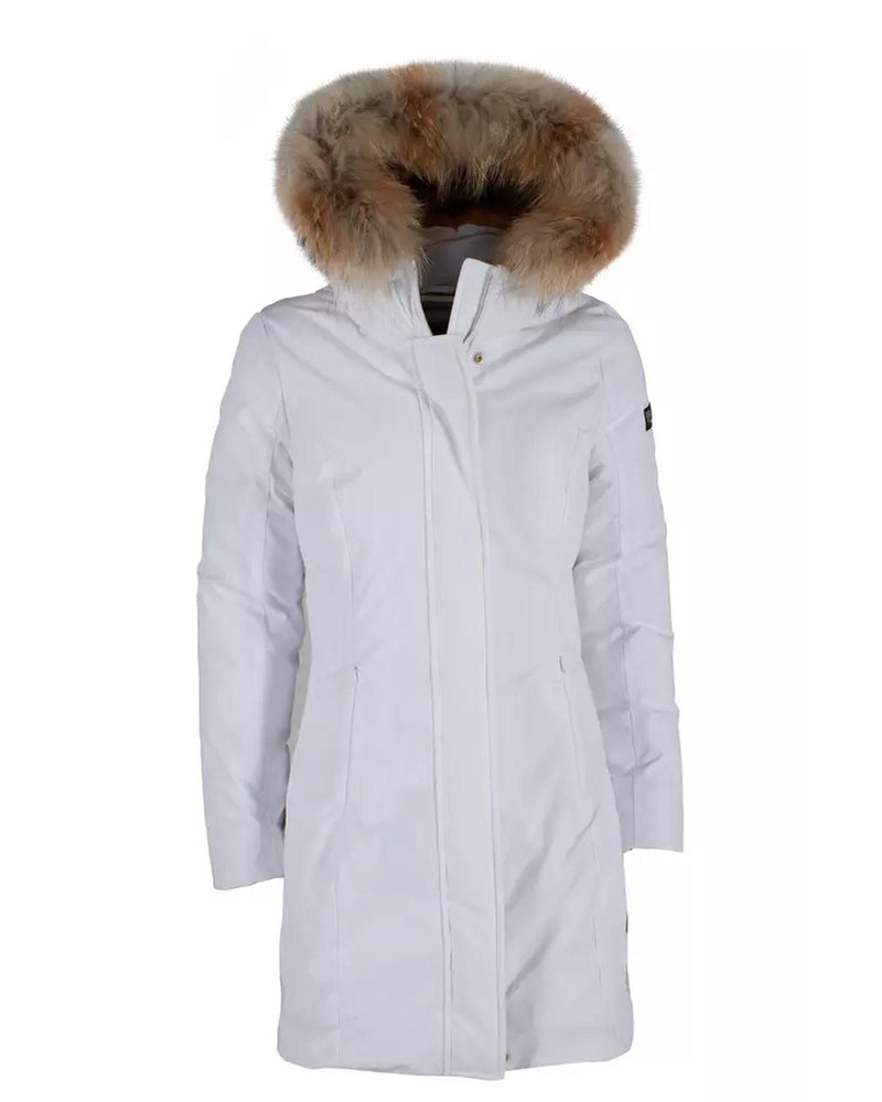 Womens Technical Fabric Jacket with Goose Down Filling and Fur Hood M Women