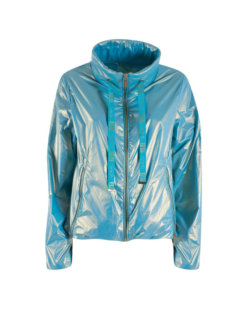 Yes Zee Women's Light Blue Nylon Jackets & Coat - M