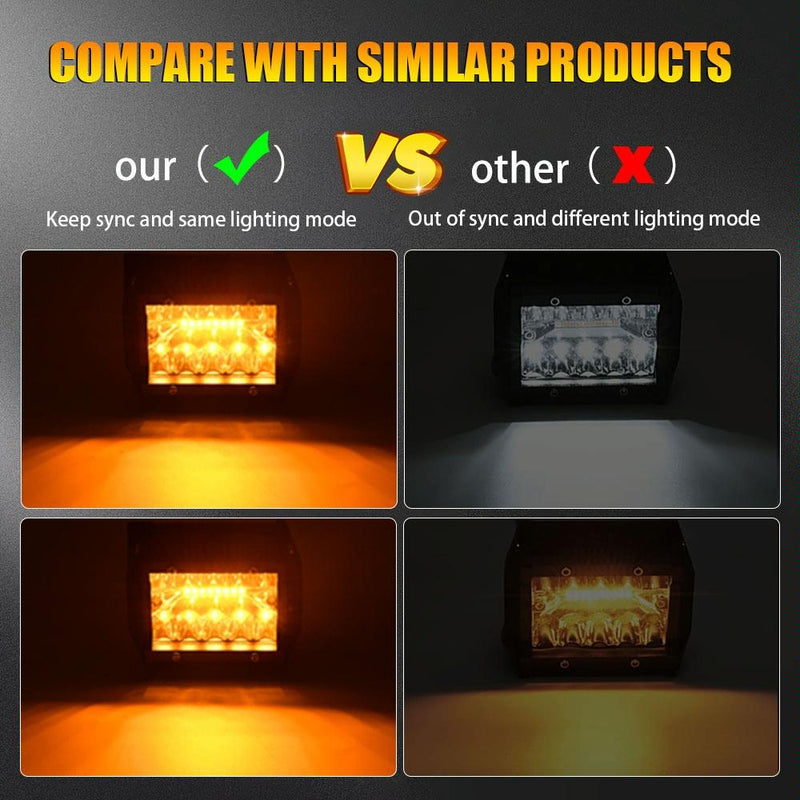 4 Inch 13W 3 Row Car Led Strip Light Working Refit Off - Road Vehicle Lamp Roof Strip Light With Yellow White Flash