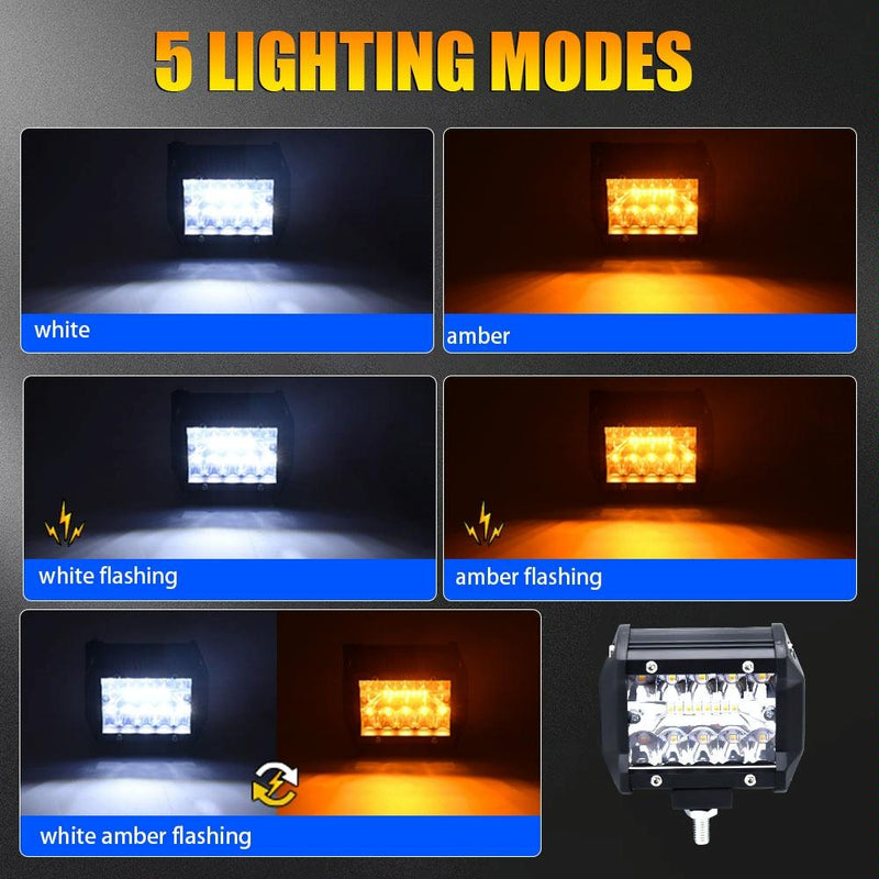 4 Inch 13W 3 Row Car Led Strip Light Working Refit Off - Road Vehicle Lamp Roof Strip Light With Yellow White Flash