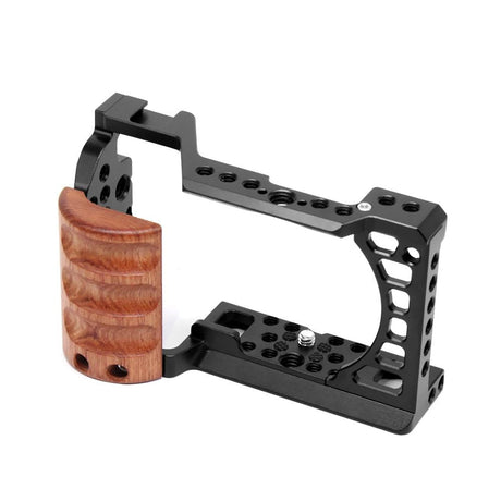 Wood Handle Metal Camera Cage For Sony A6400 / A6300 / A6100 / A6000 Stabilizer Rig