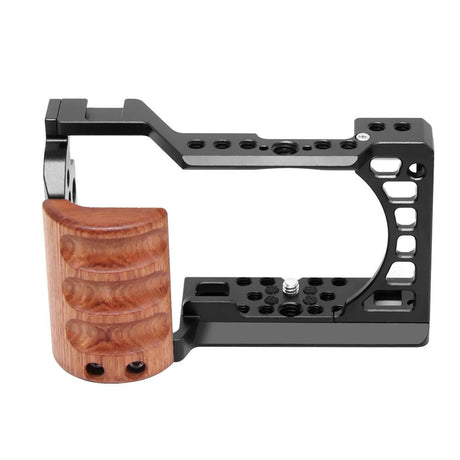 Wood Handle Metal Camera Cage For Sony A6400 / A6300 / A6100 / A6000 Stabilizer Rig