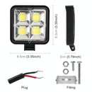 Car Square Work Light With 4 Cob Lamp Beads