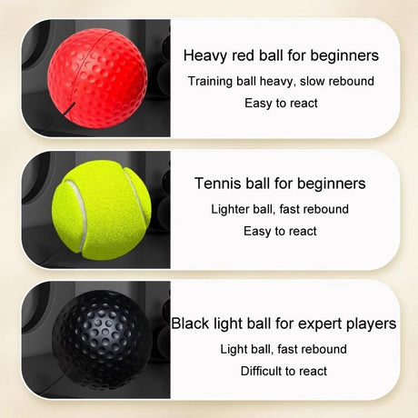 Indoor Boxing Reflex Training Ball With Headband - Black Pu Speed Ball - Rubber Ball Red