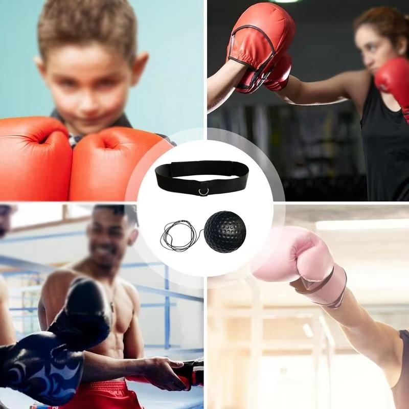 Indoor Boxing Reflex Training Ball With Headband - Black Pu Speed Ball - Rubber Ball Red