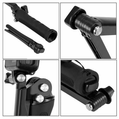 Foldable 3-Way Tripod Selfie Stick For Action Cameras - 20-58Cm Length