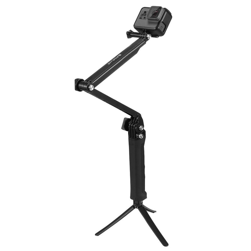 Foldable 3-Way Tripod Selfie Stick For Action Cameras - 20-58Cm Length