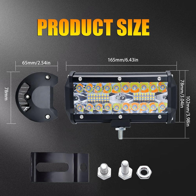 7 Inch 15W 3 Row Car Led Strip Light Working Refit Off - Road Vehicle Lamp Roof Strip Light With Yellow White Flash