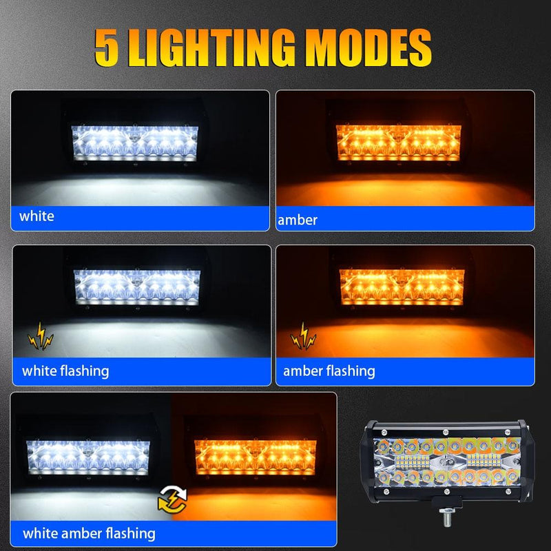 7 Inch 15W 3 Row Car Led Strip Light Working Refit Off - Road Vehicle Lamp Roof Strip Light With Yellow White Flash