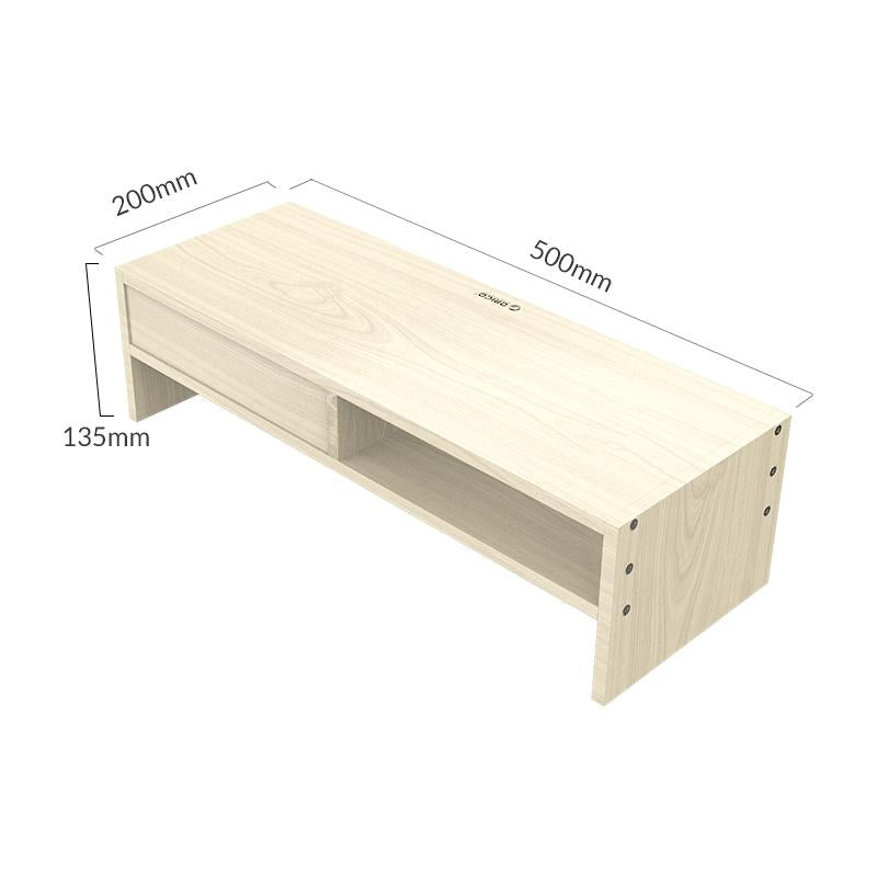 Wood Grain Monitor Stand With Drawer - 2 Layers