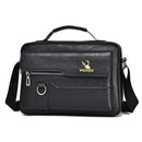 Leather Men Shoulder Bag Business Laptop Case Retro Design - Black