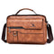 Leather Men Shoulder Bag Business Laptop Case Retro Design - Black