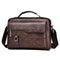 Leather Men Shoulder Bag Business Laptop Case Retro Design - Black