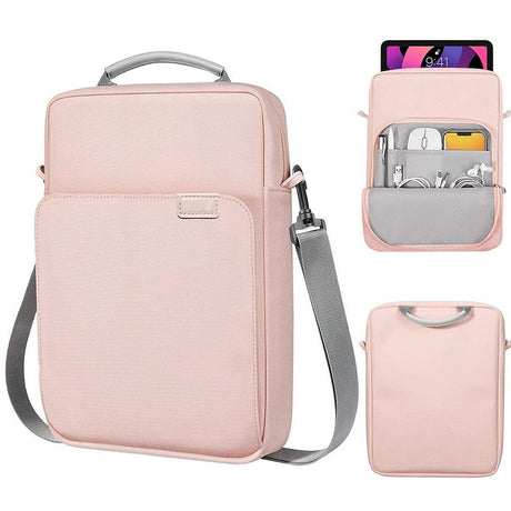 13 Inch Vertical Laptop Bag - Handheld Shoulder Crossbody - Light Gray