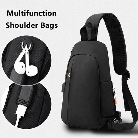 Waterproof Sports Chest Bag One Shoulder Diagonal Bag Black