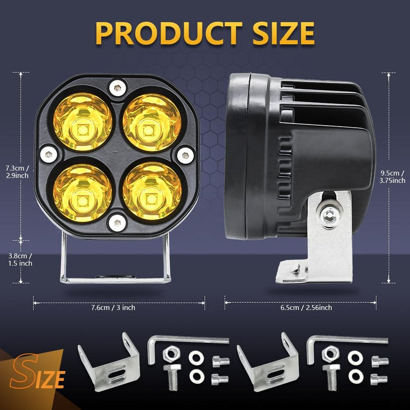 Car 3 Inch 4Leds Strobe Spotlight 20W / 2000Lm / 6000K / Dc9 - 80V - White