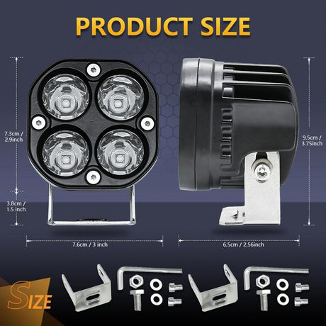 Car 3 Inch 4Leds Strobe Spotlight 20W / 2000Lm / 6000K / Dc9 - 80V - White