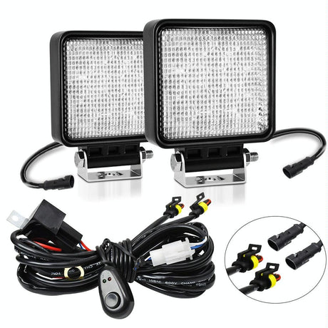 14W 9 - 30V 4 Inch Mixed Luminous Square Floodlight With Wire Set