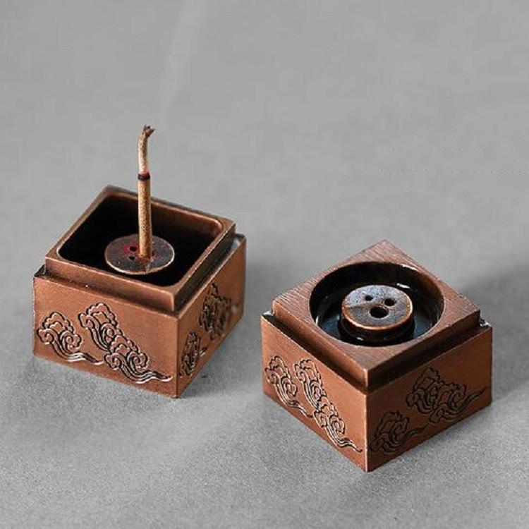 Zen Tea Room Incense Burner - Antique Bronze - Red Copper