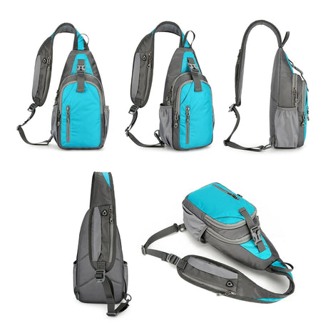 Waterproof Outdoor Sports Chest Bag Crossbody Single Shoulder Design - Lake Blue