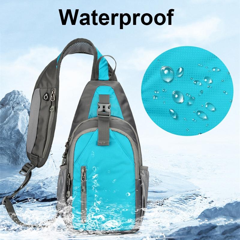 Waterproof Outdoor Sports Chest Bag Crossbody Single Shoulder Design - Lake Blue