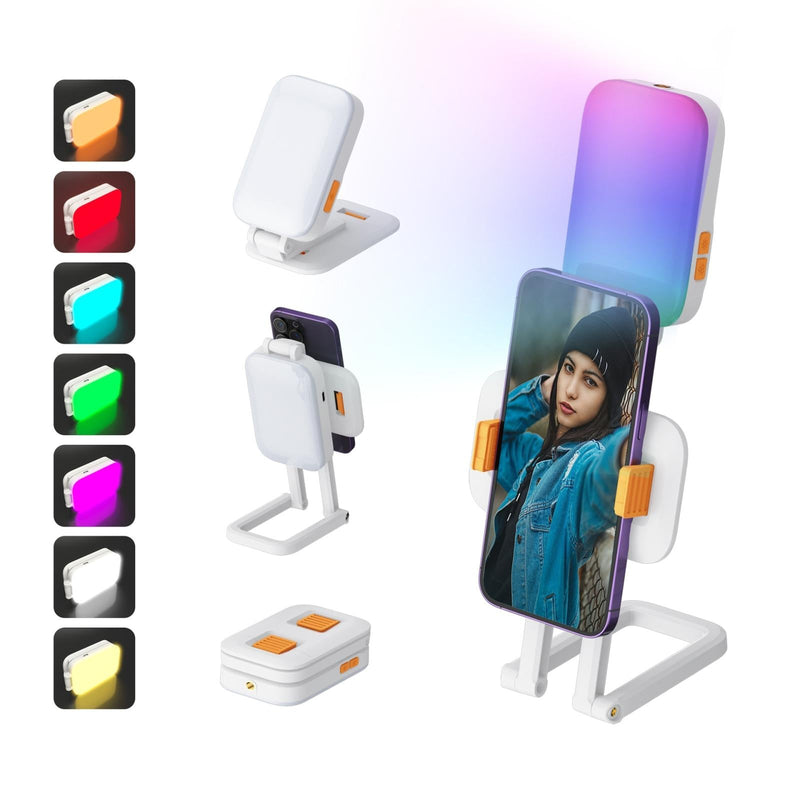 Mini Rgb Fill Light With Phone Holder - White