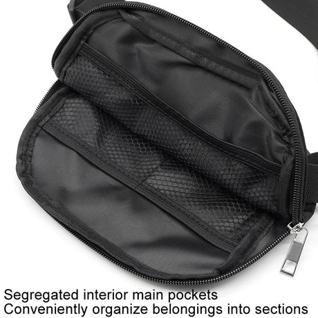 Waterproof Nylon Chest Bag For Outdoor Sports Running Mobile Phone Pocket - Black