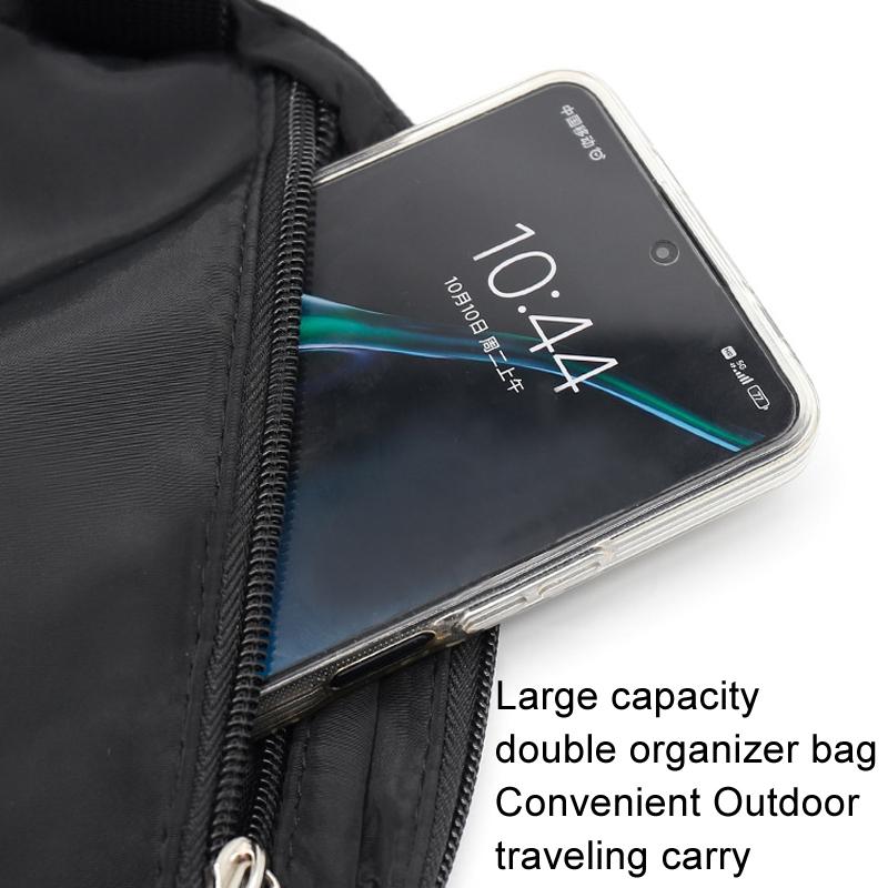 Waterproof Nylon Chest Bag For Outdoor Sports Running Mobile Phone Pocket - Black