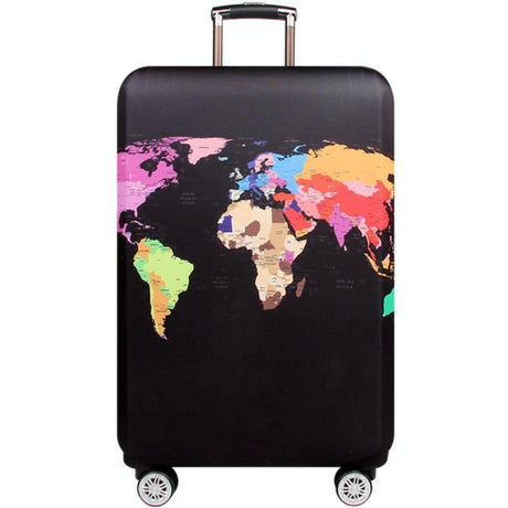 Protective Elastic Suitcase Cover - Fits 19-21 Inch Luggage - Dustproof & Scratch-Proof - World Map