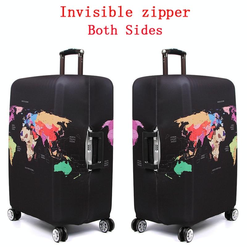 Protective Elastic Suitcase Cover - Fits 19-21 Inch Luggage - Dustproof & Scratch-Proof - World Map