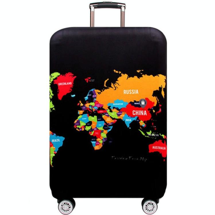 Protective Elastic Suitcase Cover - Fits 19-21 Inch Luggage - Dustproof & Scratch-Proof - World Map