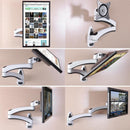 White Dual-Section Telescopic Monitor Stand - Wall-Mounted