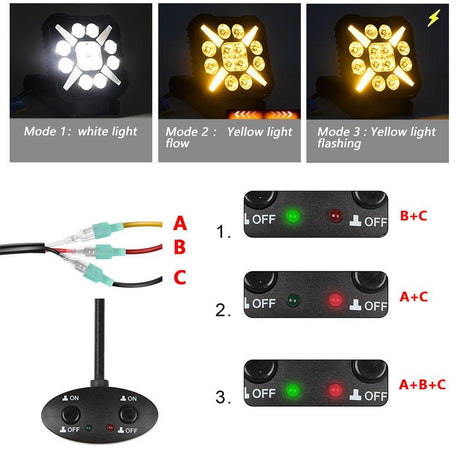 4 Inch Square Mixed Luminous X - Shaped Angel Eye Car Work Light