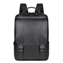 Men Black Cowhide Leather Backpack For Casual Business With Laptop Compartment