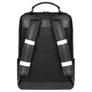 Men Black Cowhide Leather Backpack For Casual Business With Laptop Compartment