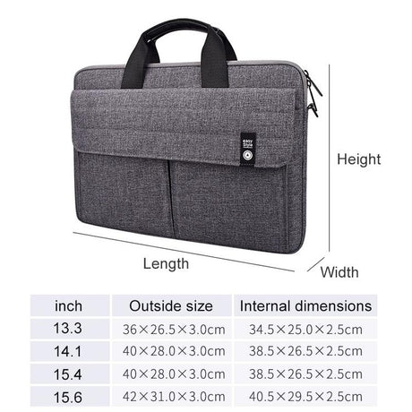 14.1 Inch Laptop Handheld Briefcase Storage Bag - No Shoulder Strap - Black