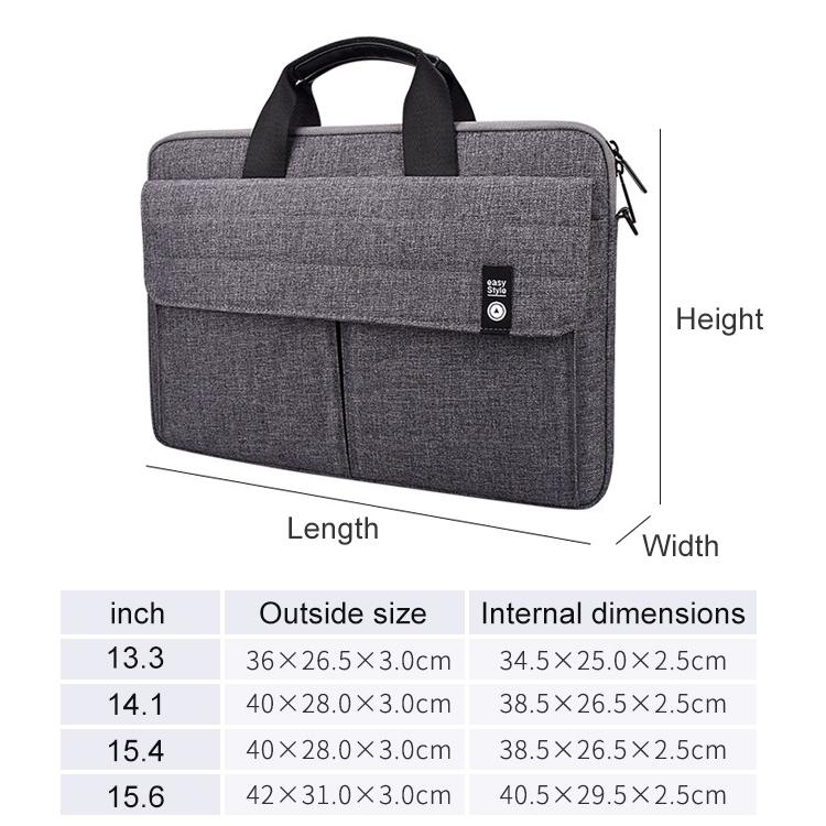 14.1 Inch Laptop Handheld Briefcase Storage Bag - No Shoulder Strap - Black