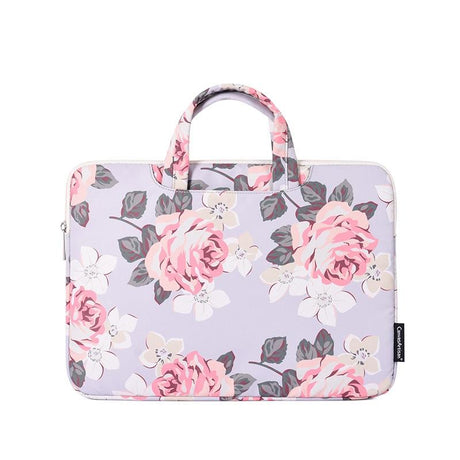 14 Inch Laptop Case Bag With White Rose Pattern And Handle - Blue