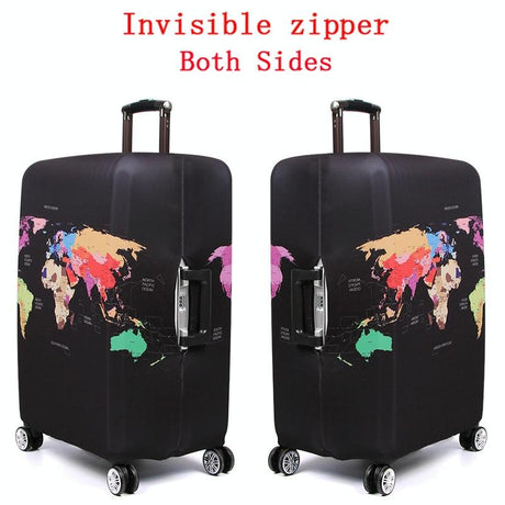 Protective Elastic Suitcase Cover - Fits 26-28 Inch Luggage - Dustproof & Scratch-Proof - World Map