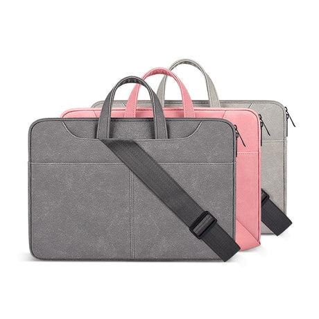 15.6 Inch Detachable Shoulder Laptop Bag - Frosted Pu Business - Pink