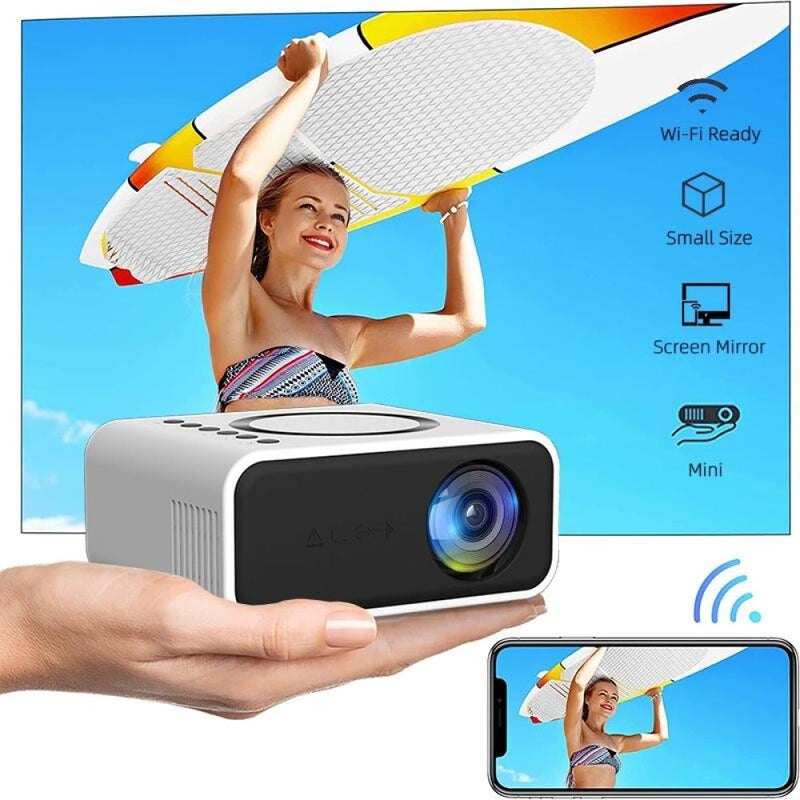 Wireless & Wired Mini Lcd Projector - 24 Ansi Lumens - 320X240 - Same Screen - Black