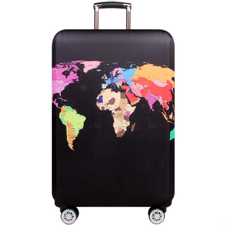 Xl Travel Luggage Cover - Dustproof Scratch-Proof Elastic Sleeve - Fits 29-32 Inch Suitcases - World Map