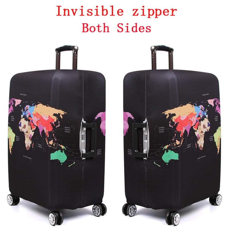 Xl Travel Luggage Cover - Dustproof Scratch-Proof Elastic Sleeve - Fits 29-32 Inch Suitcases - World Map