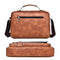 Leather Men Shoulder Bag Business Laptop Case Retro Design - Light Brown