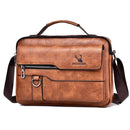 Leather Men Shoulder Bag Business Laptop Case Retro Design - Light Brown